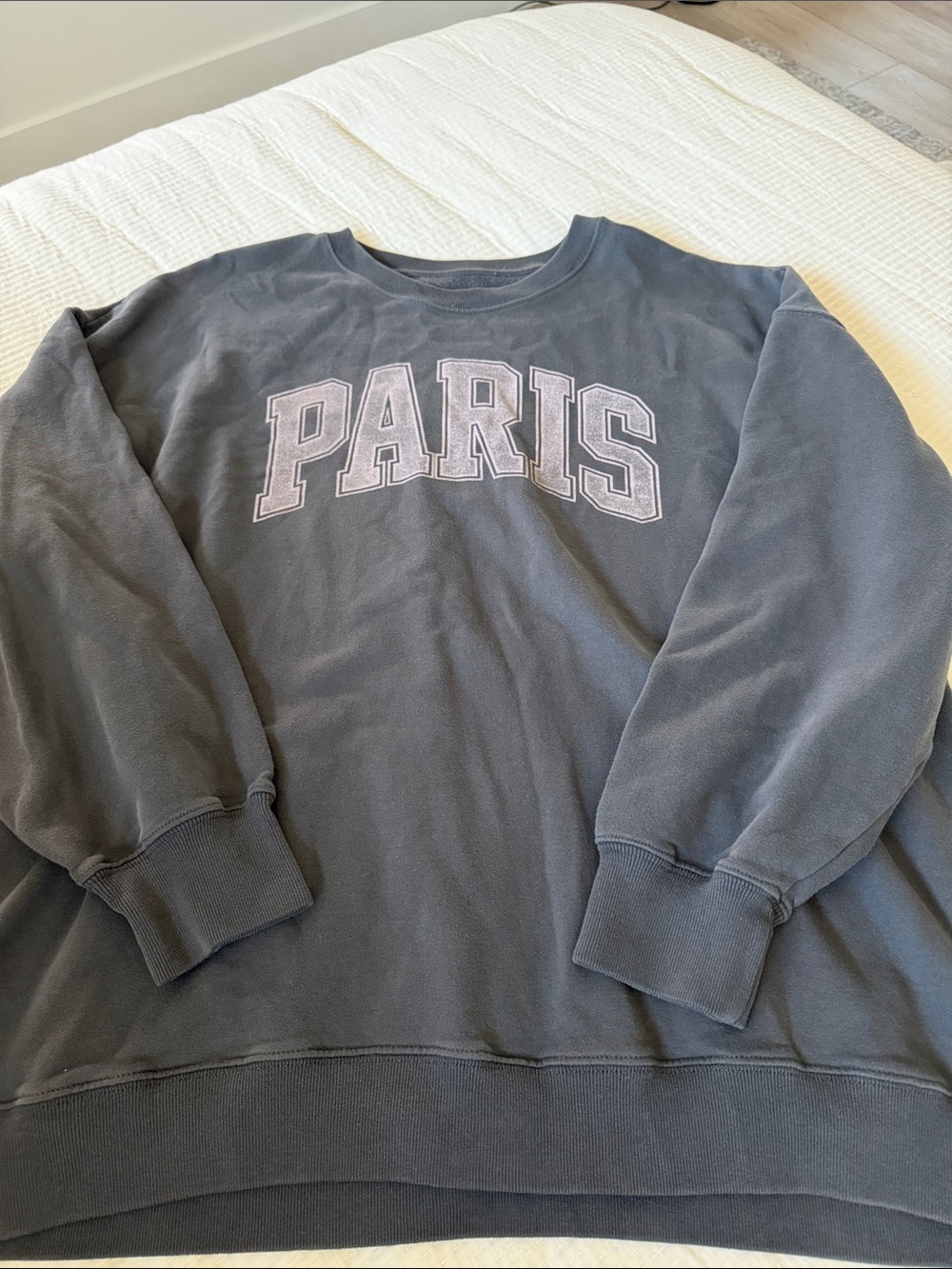 Hollister Paris Crewneck Sweatshirt - Charcoal Gray with White Lettering